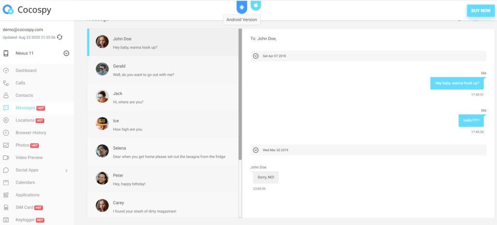Cocospy Review-Messages tracker
