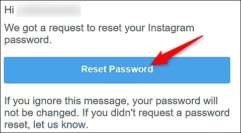 Reset Instagram password