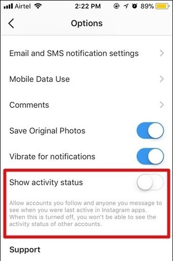 how to hide activity on instagram