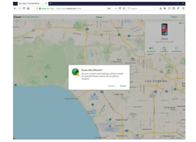 bypass iPhone passcode using Find My iPhone