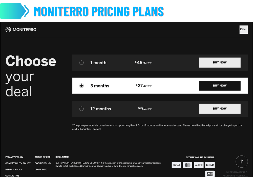 Moniterro Pricing