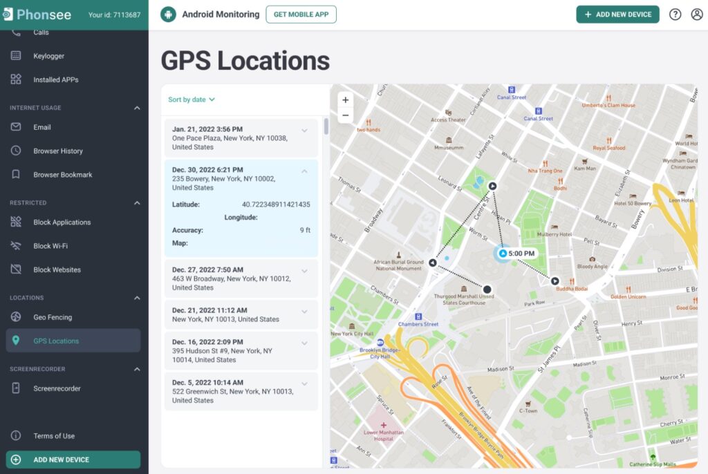 phonsee GPS Tracking